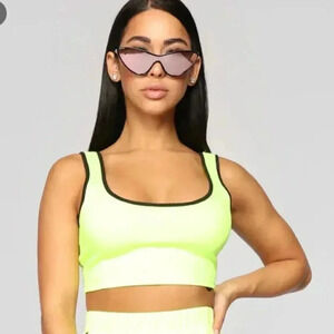 Fashion Nova Neon Yellow Top Size L